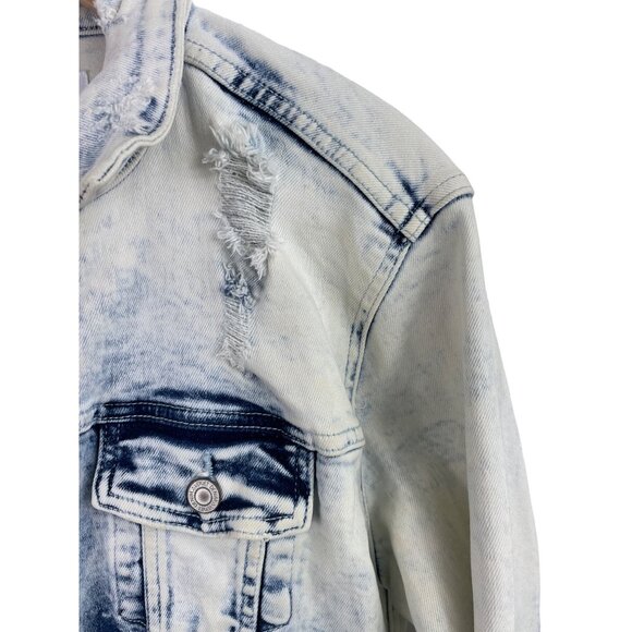 Vervet Flying Monkey Womens Size M Cropped Denim Jean Jacket Dyed Bleach Wash - Picture 4 of 11